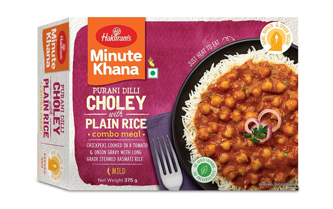 Haldiram's Minute Khana Purani Dilli Choley With Plain Rice Combo Meal   Box  375 grams